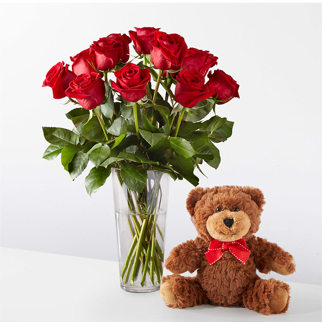 Tango In Paris Bouquet & Bear Set – BELLE'S FLOWERS, Huntington Beach CA
