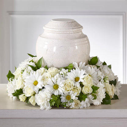 Ivory Gardens Cremation Adornment – BELLE'S FLOWERS, Huntington Beach CA