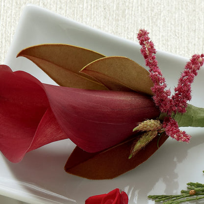 Red Calla Boutonniere – BELLE'S FLOWERS, Huntington Beach CA